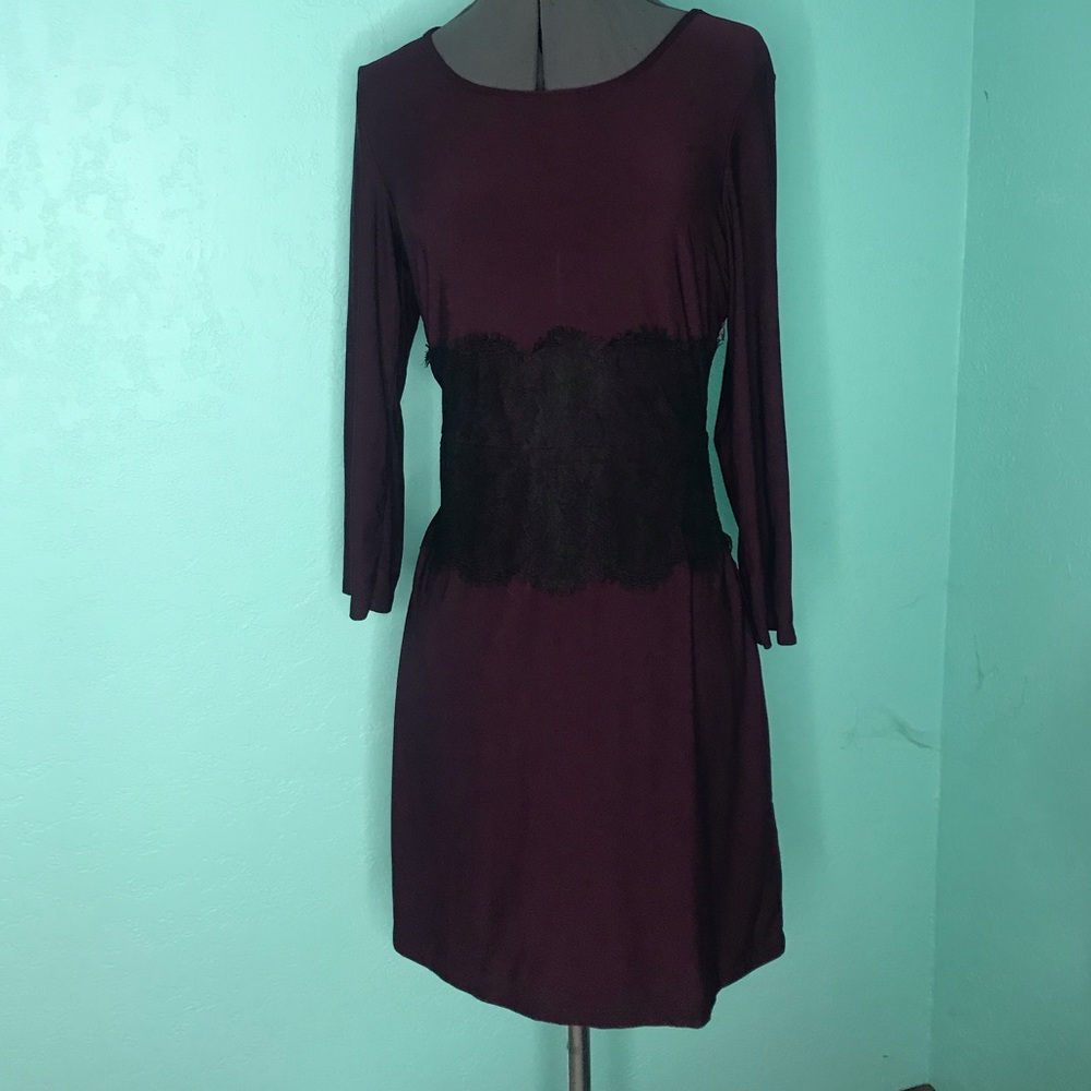 Maroon dress with Black Lace middle